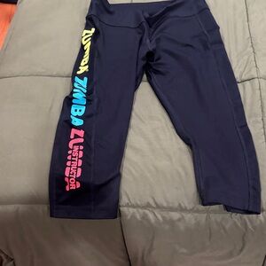 Zumba Fitness Black Capri Leggings with Colorful Logo